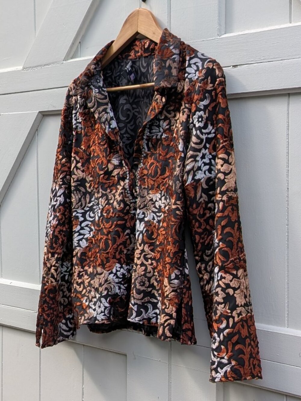Vintage Rampage Sheer Burnout Velvet Sequin Floral Jacket Blouse Medium